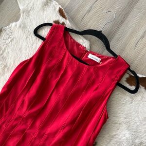 Calvin Klein Vibrant Red Ribbon Sleeveless Dress